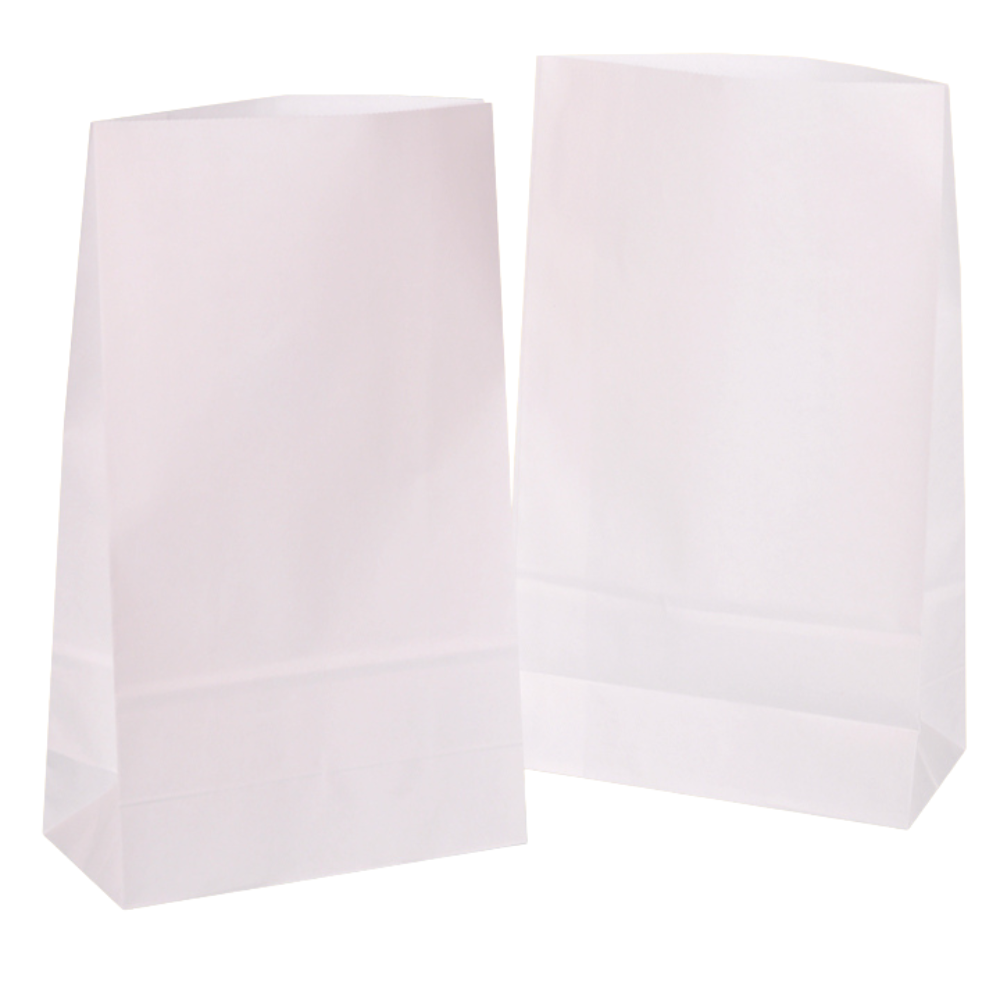 Blockbodenbeutel 18 x 30 x 8 cm aus Kraftpapier Lunchtüte weiß - 1200 Stück