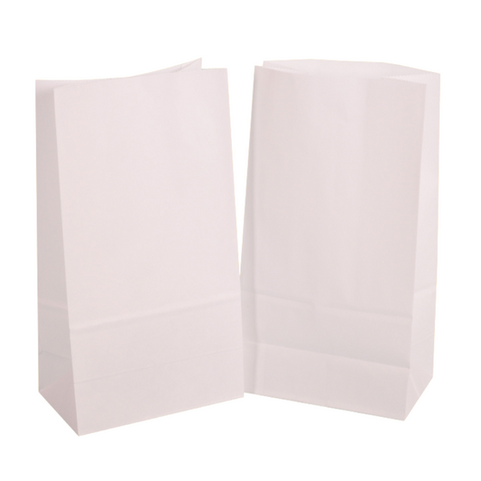 Blockbodenbeutel 14 x 26 x 8 cm aus Kraftpapier Lunchtüte weiß - 1600 Stück