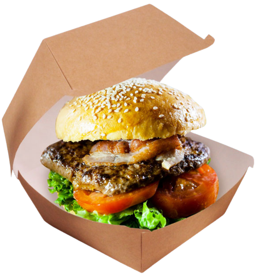 Burgerbox L aus Frischfaser 12 x 12 x 7 cm kompostierbar, braun - 250 Stück