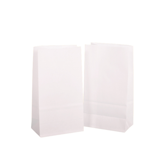 Blockbodenbeutel 9 x 16 x 5 cm aus Kraftpapier Lunchtüte weiß - 2600 Stück
