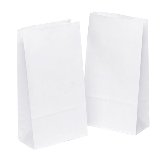 Blockbodenbeutel 12 x 22 x 6 cm aus Kraftpapier Lunchtüte weiß - 2200 Stück