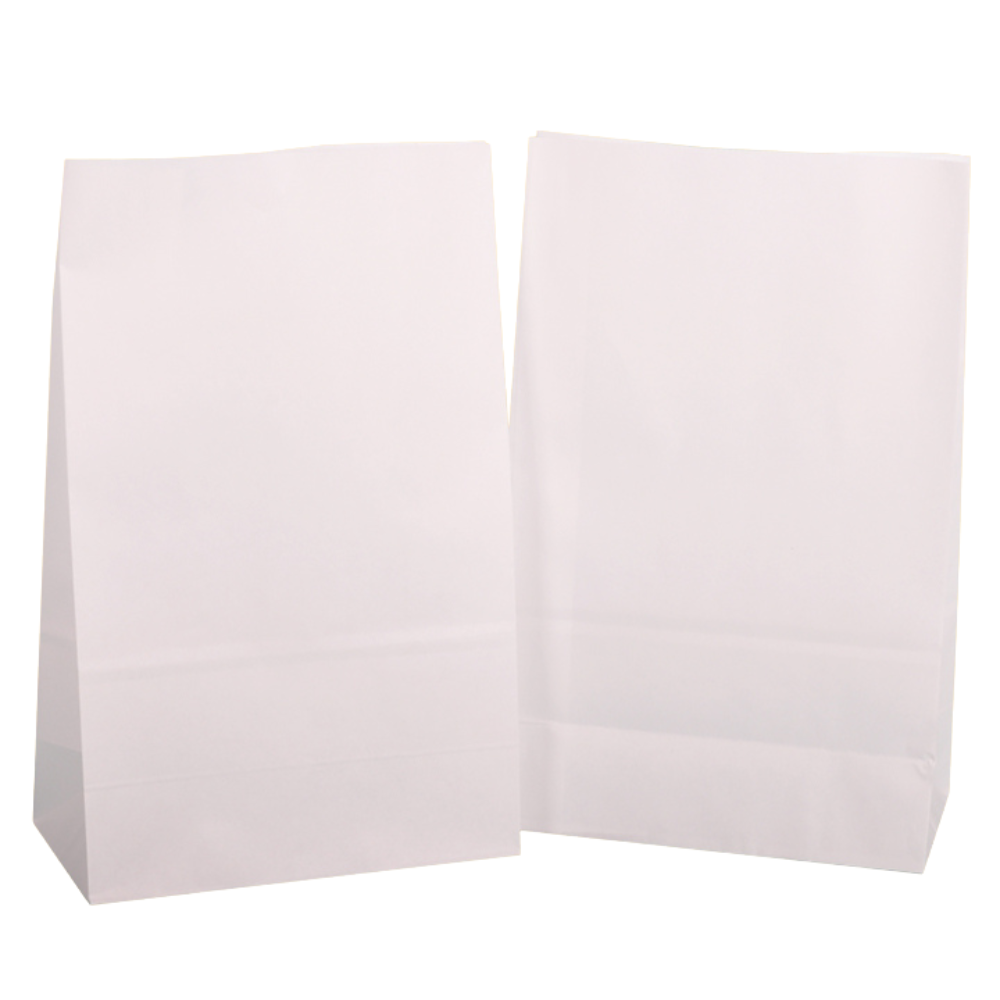Blockbodenbeutel 31 x 19 x 10 cm aus Kraftpapier Lunchtüte weiß - 1400 Stück